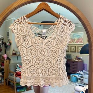 Vintage Crochet 100% Cotton Top Size Medium